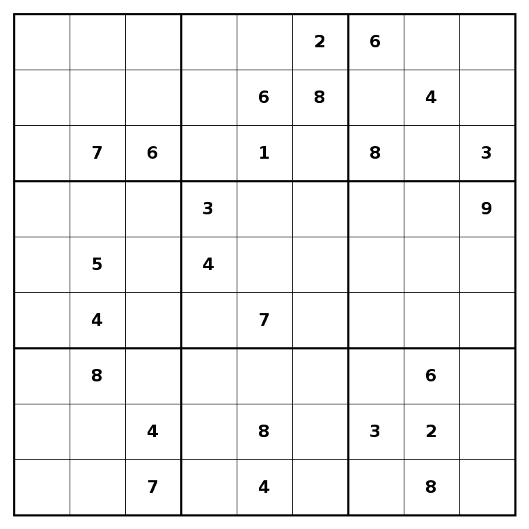Çok Zor sudoku örneği