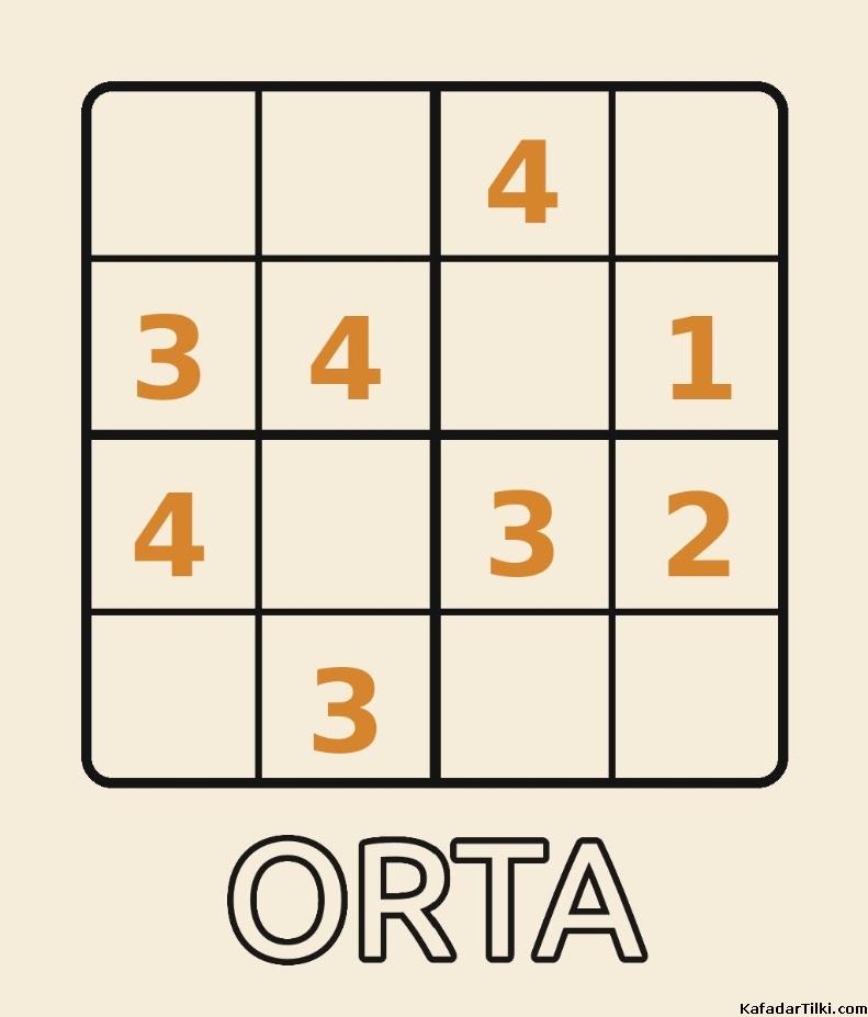 Zorluk derecesi orta olan mini Sudoku (4x4) bulmacaları, 1. kitap