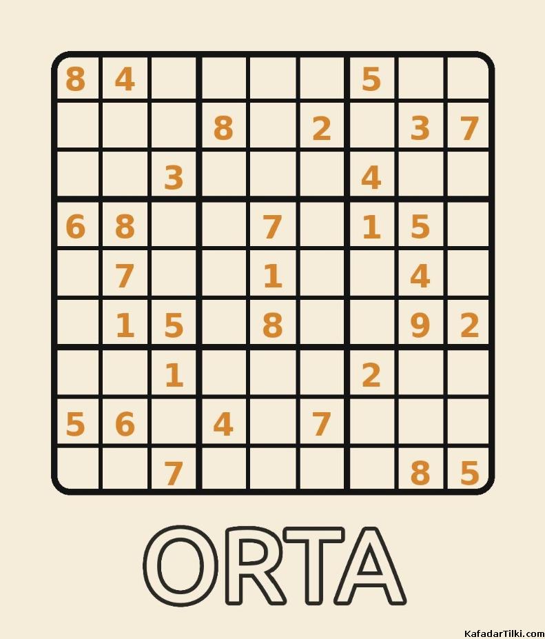 orta seviye zorluk derecesine sahip sudoku bulmacaları, 1. kitap