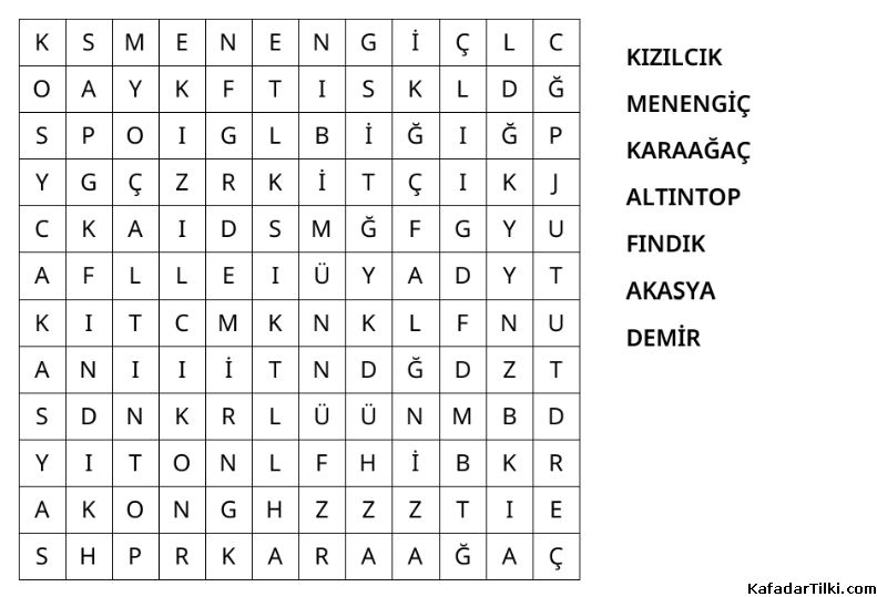 Kolay Kelime Avı, Ağaçlar - 3