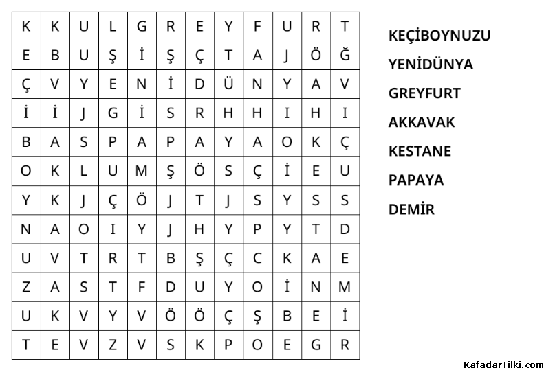 Kolay Kelime Avı, Ağaçlar - 6