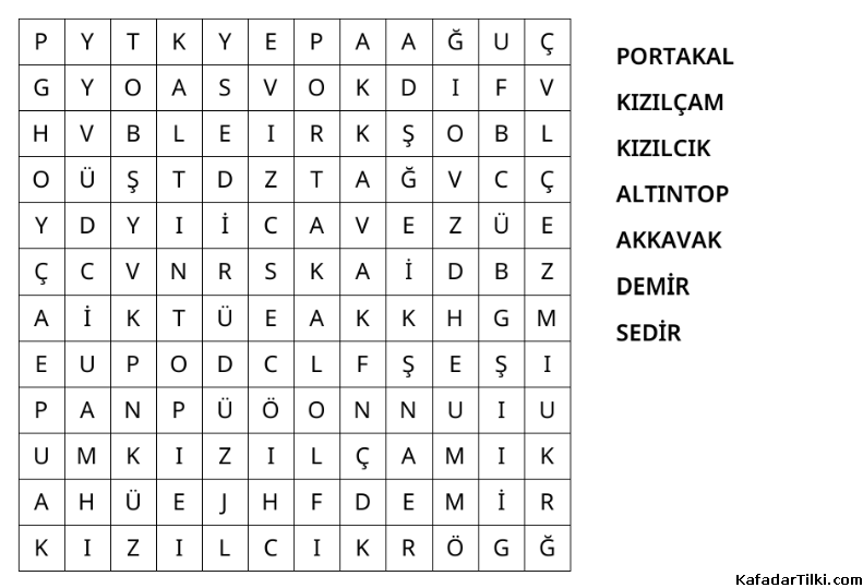 Kolay Kelime Avı, Ağaçlar - 9