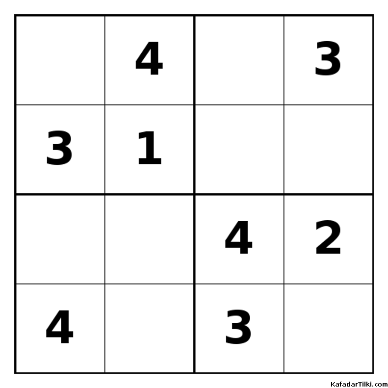 Orta Seviye Mini Sudoku (4x4), Kitap 2 - 1