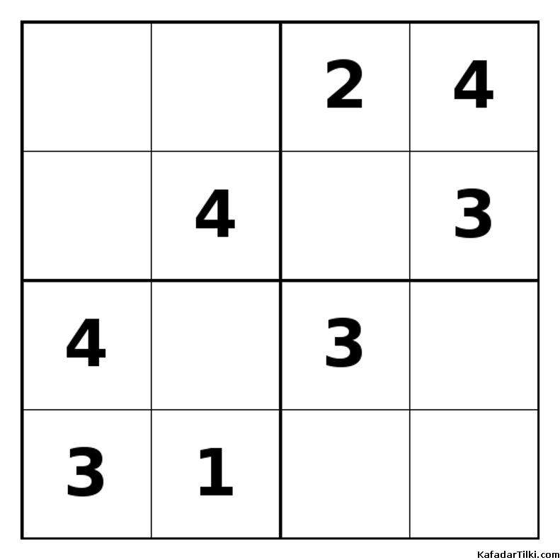 Orta Seviye Mini Sudoku (4x4), Kitap 7 - 1